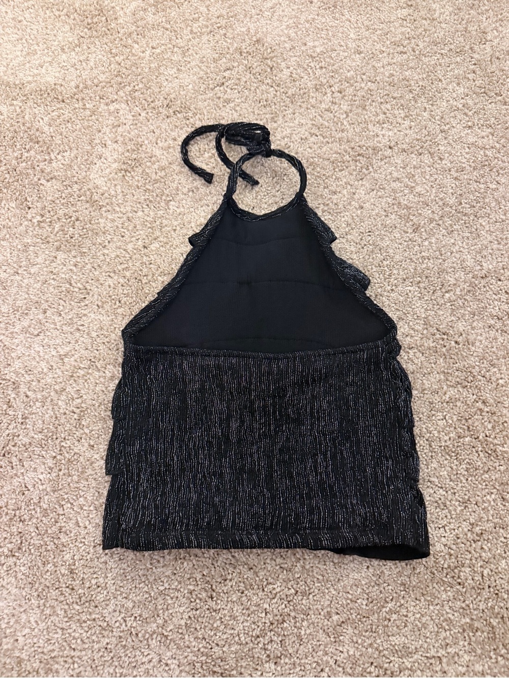 H&M Black Metallic Halter Ruffle Top - Picture 2 of 3